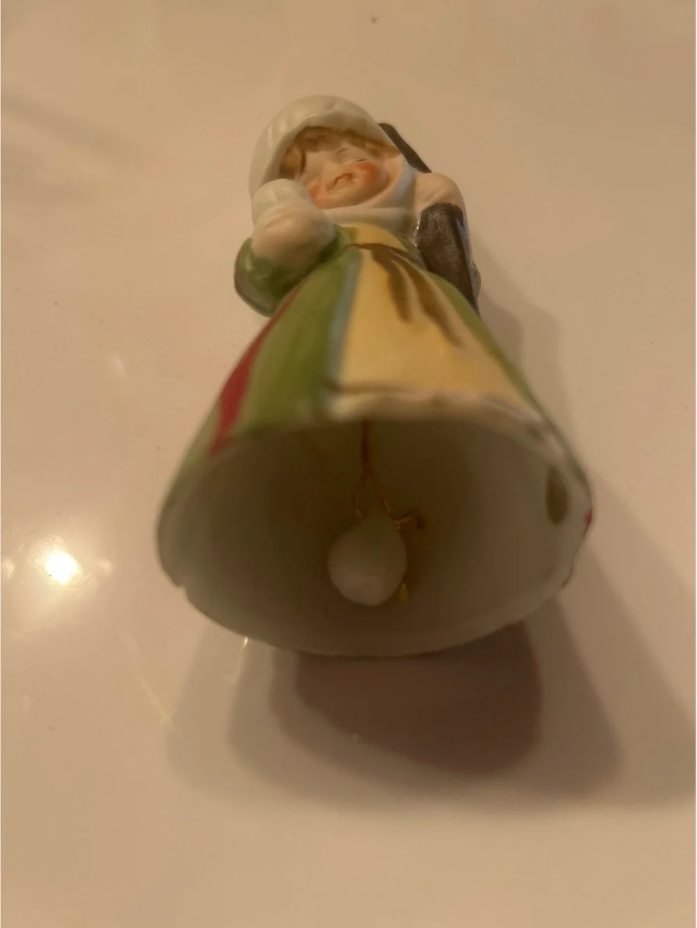 Vintage 1978 Jasco Merri-Bells Shepherdess Girl with Lamb Porcelain Bell